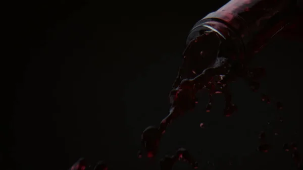 Червоне Вино Гурмана Тече Скляної Пляшки Супер Повільному Русі Закривається — стокове фото
