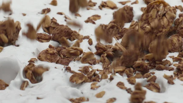 Hell God Granola Frisk Naturlig Yoghurt Supersakte Film Bakt Havreflak – stockfoto