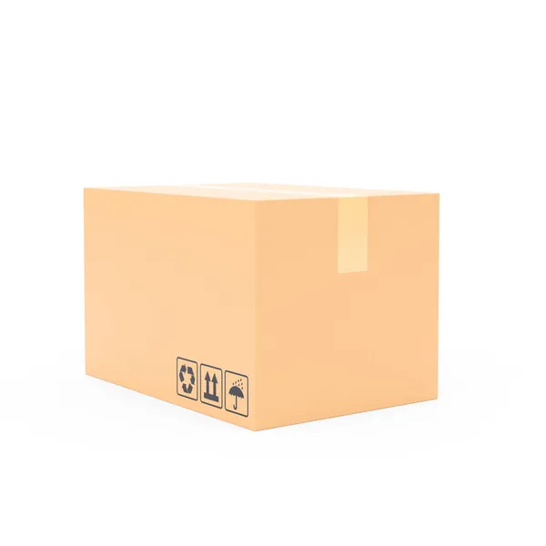 Картонная Коробка Изоляцией Opp Ленты Белом Фоне Рендеринг — стоковое фото