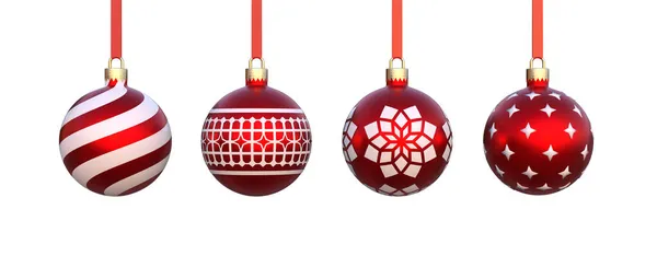 Red Christmas Ball Isolate White Background Christmas New Year Festival — Stock Photo, Image