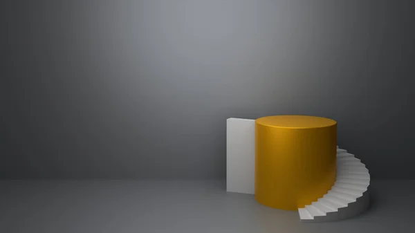 円筒形の白い螺旋階段と抽象的な背景3Dレンダリング — ストック写真