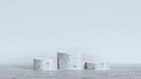 Подиум Белого Мрамора Абстрактный Минимальный Аромат Белом Фоне Витрины Продукта — стоковое фото