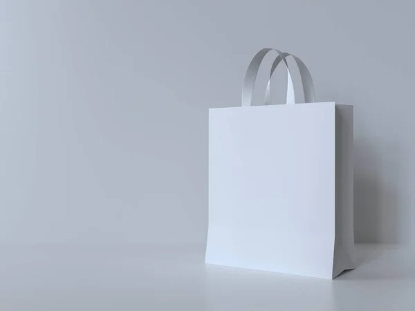 Weiße Papiereinkaufstasche Isoliert Auf Weißem Hintergrund Für Einkaufsidee Rendering Stockbild