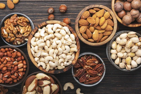 Nuts Assortment Walnuts Pecans Almonds Other Healthy Food Snack Mix — Stockfoto