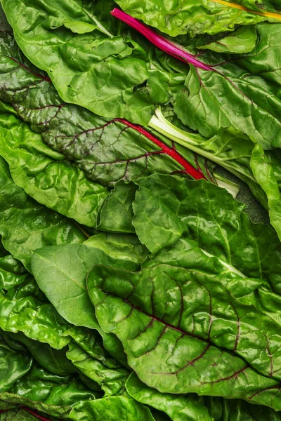 Rainbow Swiss Chard Leaves Rusty Background Raw Green Leaf Vegetables — Stock Photo, Image