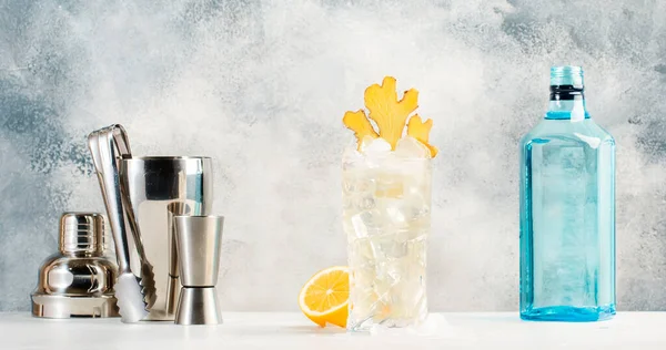 Gin Maultier Trendiger Cocktail Mit Trockenem Gin Zitronensaft Limette Und — Stockfoto