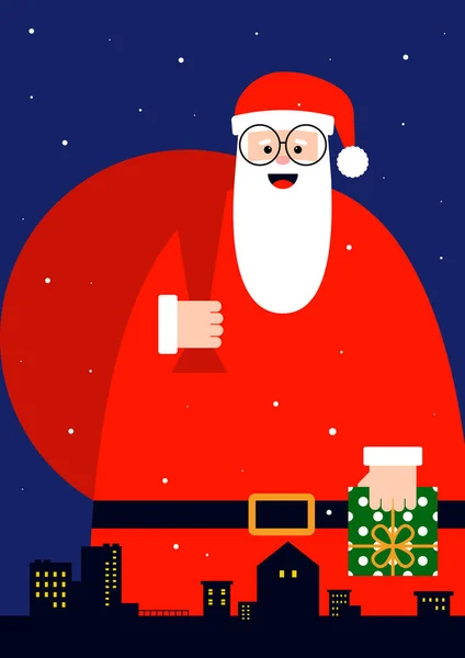 ギフトボックスのバッグを保持サンタクロースとメリークリスマスのコンセプトの装飾 デザイン要素は グリーティングカード はがき パンフレット 出版物 ベクトルイラストに使用することができます — ストックベクタ