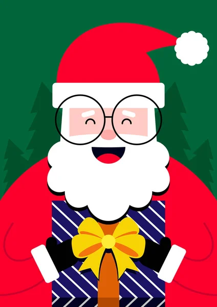 Feliz Navidad Concepto Decorativo Con Santa Claus Celebración Caja Regalo — Vector de stock