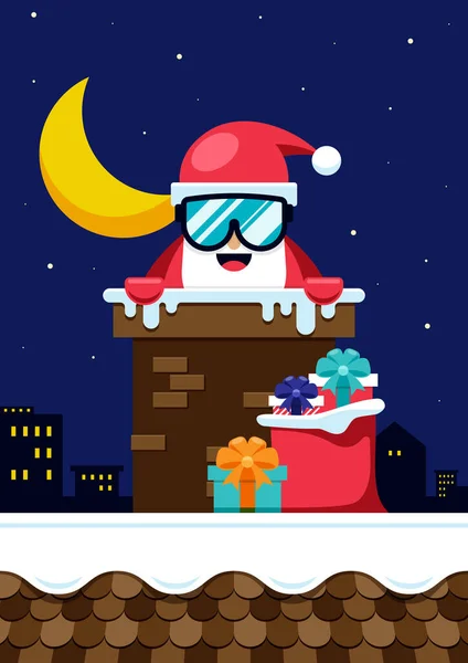 Feliz Navidad Concepto Decorativo Con Santa Claus Cajas Regalo Elemento — Vector de stock