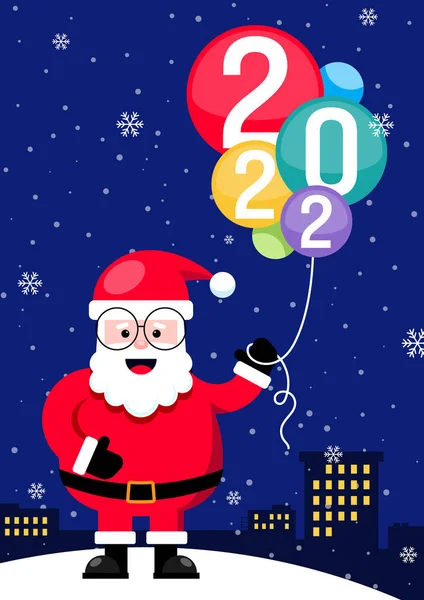 Рождеством Концепция Украшения Санта Клаусом Держа 2022 Воздушных Шаров Элемент — стоковый вектор
