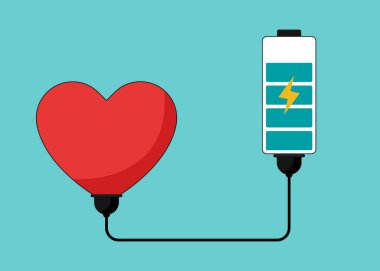 Kırmızı kalbi ve şarjı olan Sevgililer Günü kartlarının arka planı kutlu olsun. Tasarım ögesi arkaplan, duvar kağıdı, kartpostal, tebrik kartı, broşür, afiş, vektör illüstrasyonu için kullanılabilir