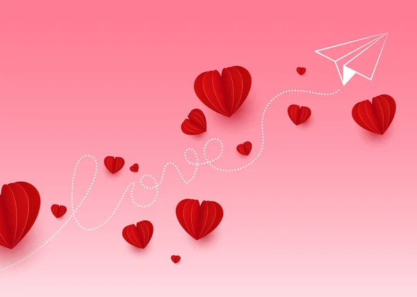 Feliz Día San Valentín Fondo Decorativo Con Corazón Estilo Corte — Vector de stock