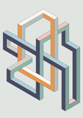 Isometric geometrik şekil soyut arkaplan modern sanat tarzı. Tasarım ögesi şablonu poster, arkaplan, yayın, broşür, broşür, broşür, broşür, illüstrasyon için kullanılabilir