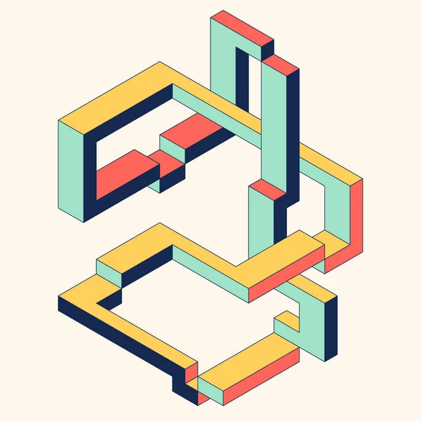 Isometrische Geometrische Vorm Abstracte Achtergrond Moderne Kunst Stijl Design Element — Stockvector