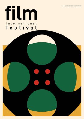 Klasik film makaralı bir poster tasarım şablonu. Arkaplan, pankart, broşür, broşür, broşür, broşür, baskı, yayın, vektör illüstrasyonu için kullanılabilir