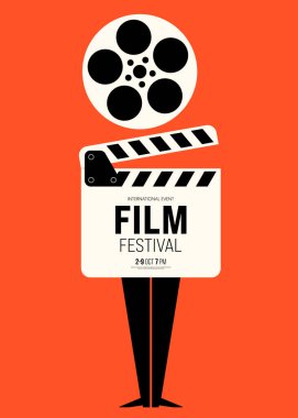 Klasik film makaralı bir poster tasarım şablonu. Arkaplan, pankart, broşür, broşür, broşür, broşür, baskı, yayın, vektör illüstrasyonu için kullanılabilir