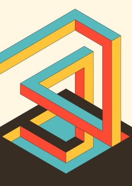 Isometric geometrik şekil soyut arkaplan modern sanat tarzı. Tasarım ögesi şablonu poster, arkaplan, yayın, broşür, broşür, broşür, broşür, illüstrasyon için kullanılabilir