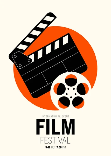 Plakat Filmowy Wzór Tła Rolką Filmu Klapką Może Być Używany — Wektor stockowy