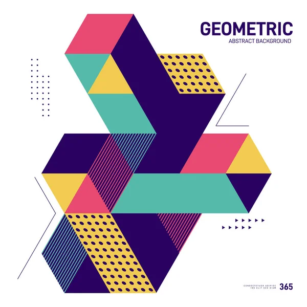 Abstract Isometric Geometric Shape Modern Art Style Background Design Element — Stockový vektor