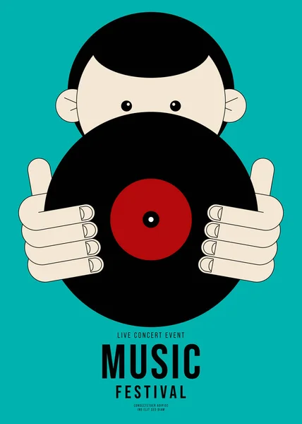 Plantilla Diseño Póster Musical Fondo Con Vinilo Vintage Estilo Retro — Vector de stock