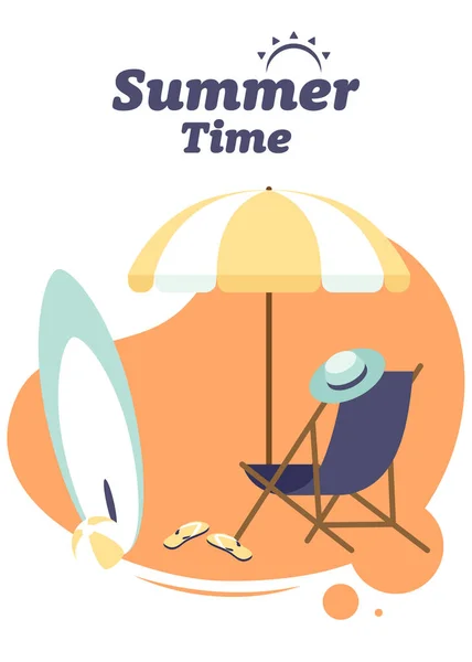 Summer Time Happy Holiday Concept Design Element Template Background Flat — Stockvector