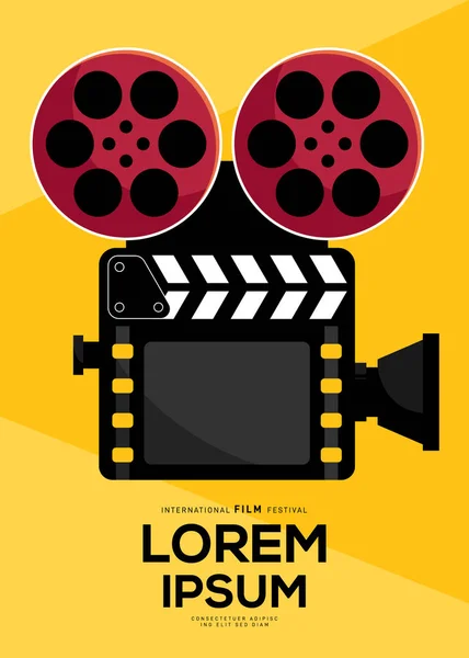 Plakat Filmowy Wzór Tła Zabytkową Kamerą Filmową Może Być Używany — Wektor stockowy