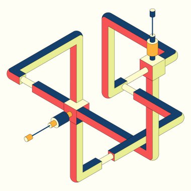 Soyut izometrik geometrik şekil modern sanat tarzı arka plan. Tasarım ögesi şablonu poster, arkaplan, yayın, broşür, broşür, broşür, broşür, illüstrasyon için kullanılabilir