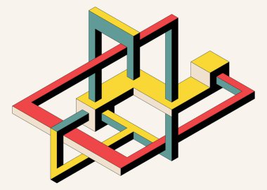 Isometric geometrik şekil soyut arkaplan modern sanat tarzı. Tasarım ögesi şablonu poster, arkaplan, yayın, broşür, broşür, broşür, broşür, illüstrasyon için kullanılabilir