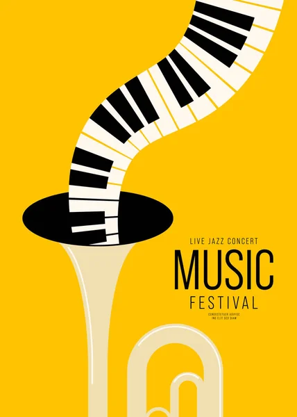 Music Festival Poster Design Template Background Trumpet Piano Design Element — Wektor stockowy