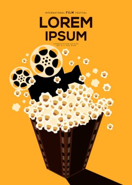 Klasik film kameralı film afişi tasarım şablonu. Arkaplan, pankart, broşür, broşür, broşür, broşür, baskı, yayın, vektör illüstrasyonu için kullanılabilir