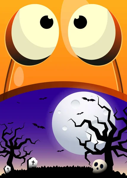 Happy Halloween Party Template Design Background Decorative Pumpkin Night Scenery — 스톡 벡터