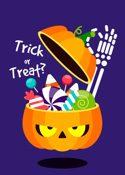 Happy Halloween Party Template Design Background Decorative Candy Pumpkin Head — ストックベクタ