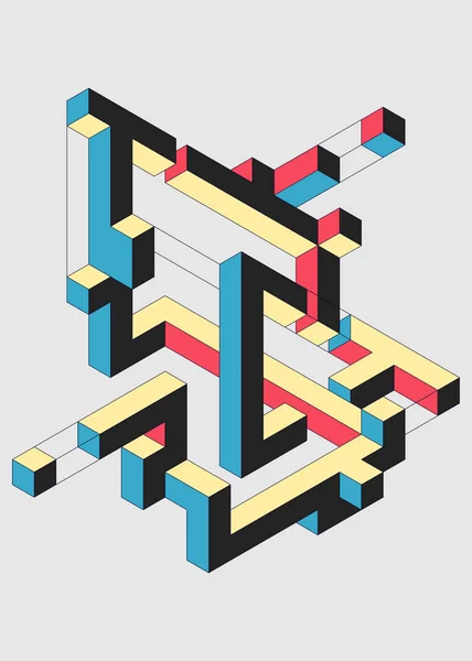 Абстрактна Ізометрична Геометрична Форма Сучасного Художнього Стилю Фону Шаблон Елемента — стоковий вектор