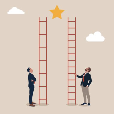 İş dünyası konseptinde iş adamı, eşitsizlik veya kıraç arasındaki haksız rekabetin iş vektörü çizimi