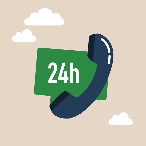 Free Call Phone Emblem Message Bubble 24H Icon Logo Design — Stock Vector