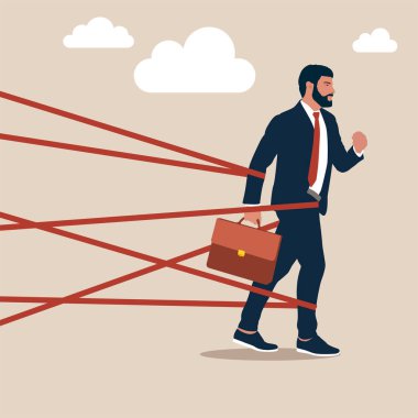 İşadamı bürokrasiyle bağlanmış, elinden geleni ardına koymadan kaçmaya çalışıyor. İş zorluğu ya da kariyer engeli, sınırlama ve tuzak ya da başarı kavramının üstesinden gelmek için mücadele.