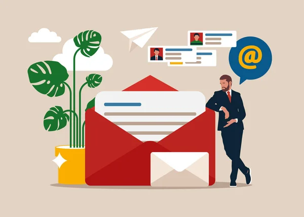 Mail Zprávy Mailová Kampaň Pracovní Proces Nová Mailová Zpráva — Stockový vektor