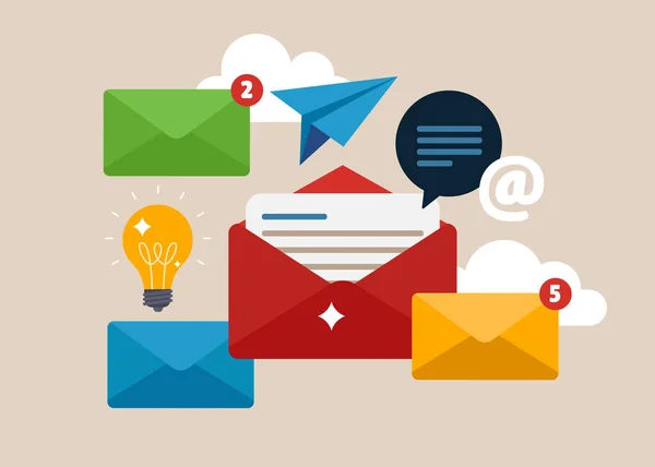 Email Zprávy Mailová Marketingová Kampaň — Stockový vektor