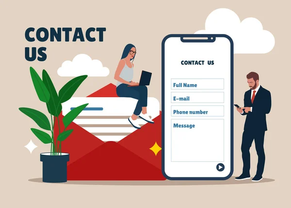 Contact Flat Vector Illustration Concept Can Used Landing Page Web — ストックベクタ