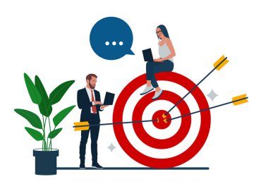 İnsanlarla iş konsepti çizimi düz tasarım. bu tasarım web siteleri, iniş sayfaları, Ui, mobil uygulamalar, posterler, afişler için kullanılabilir