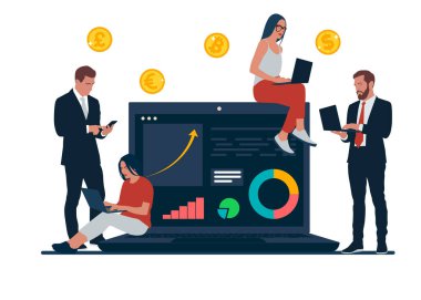 İnternet sitesi afişi ve iniş sayfası şablonu için modern düz tasarım konsepti. Çevrimiçi eğitim, eğitim ve kurslar, öğrenme. Vektör illüstrasyonu.