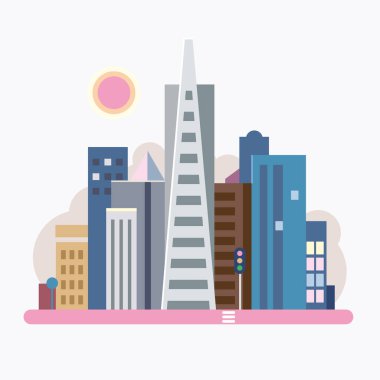 Şehir siluetinin vektör illüstrasyonu. 