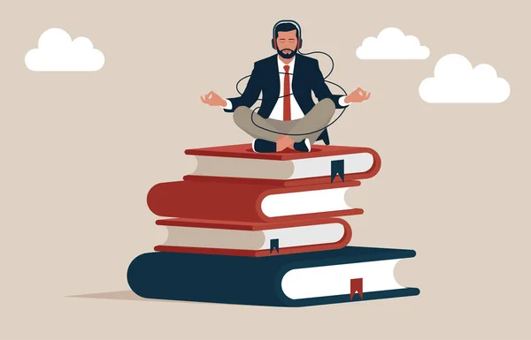 Okos Vállalkozó Meditál Megtanulják Készség Halom Üzleti Könyvek Legjobb Könyv — Stock Vector