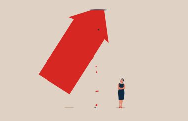 İş camı tavan vektörü. Kadın ayrımcılığı, eşitsizlik ve kariyer zorluğu.