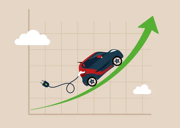 Ηλεκτρικό Αυτοκίνητο Plug Κρουαζιέρα Για Την Αύξηση Του Πράσινου Γράφημα — Διανυσματικό Αρχείο