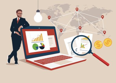 Çeşitli öğeler ve sembollerle iş zekası.