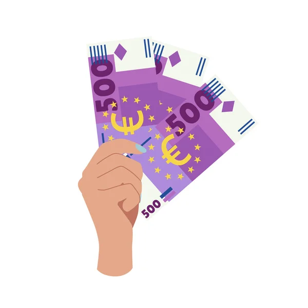 Χαρτοφυλάκιο Της Ευρωπαϊκής Ένωσης Χαρτονομίσματα Μετρητά Νόμισμα Χαρτονομίσματα Εικονίδιο Δακτύλων — Διανυσματικό Αρχείο