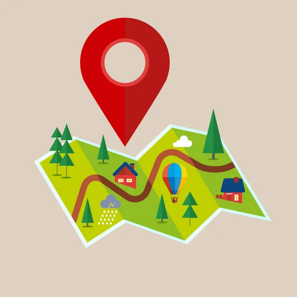 Gps Navigator Pointer Place Destination Path Route Locations Marked Pin — Stockvektor