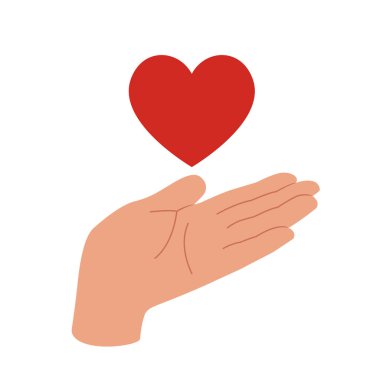 Hand with love heart symbol. Continuous vector single line art for Saint Valentine's day card, banner, poster flyer. Love you.