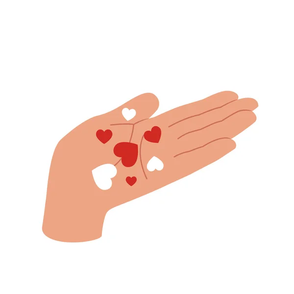 Hand Love Heart Symbol Continuous Vector Single Line Art Saint — Vector de stock